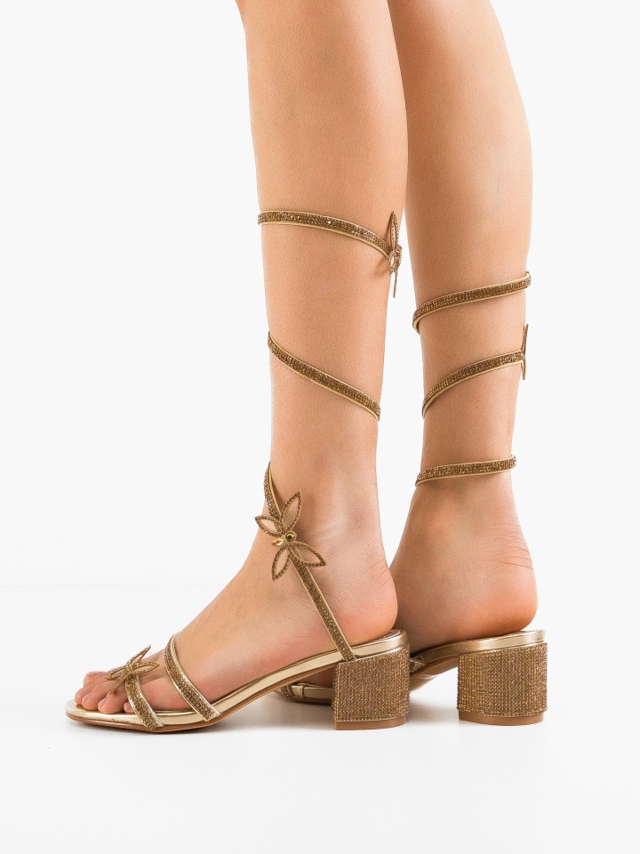 Sandale cu toc Margret Aurii