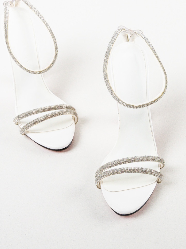 Sandale cu toc Garka Albe