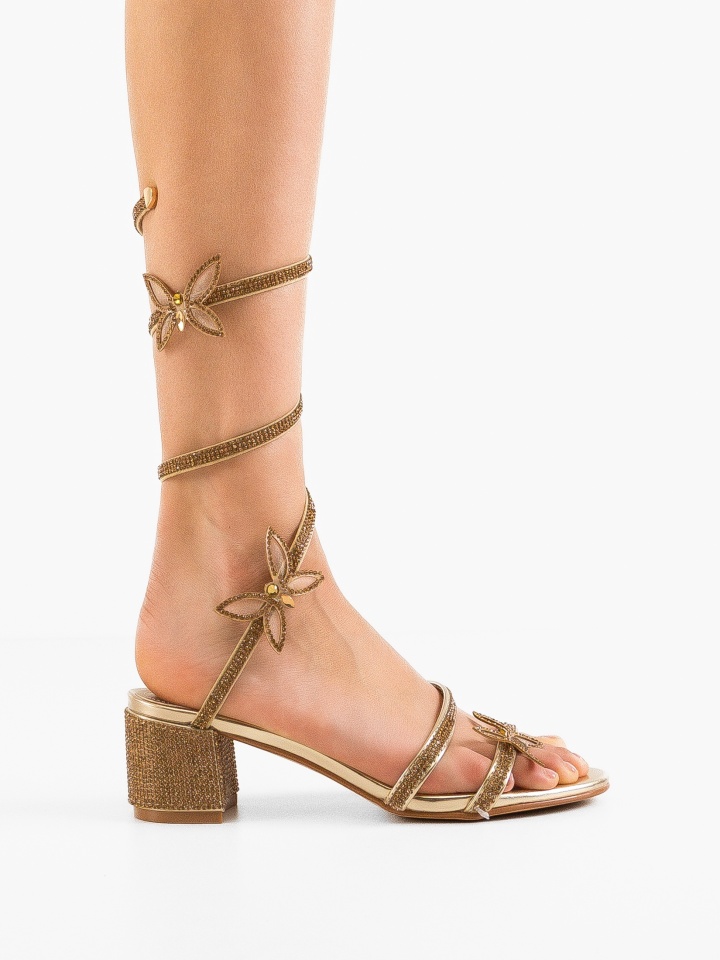 Sandale cu toc Margret Aurii