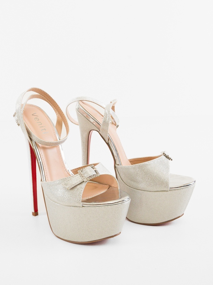 Sandale cu toc Rerko Argintii