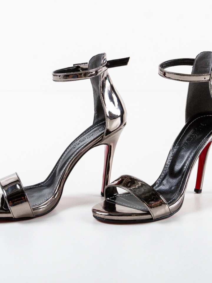 Sandale cu toc Leter Gri