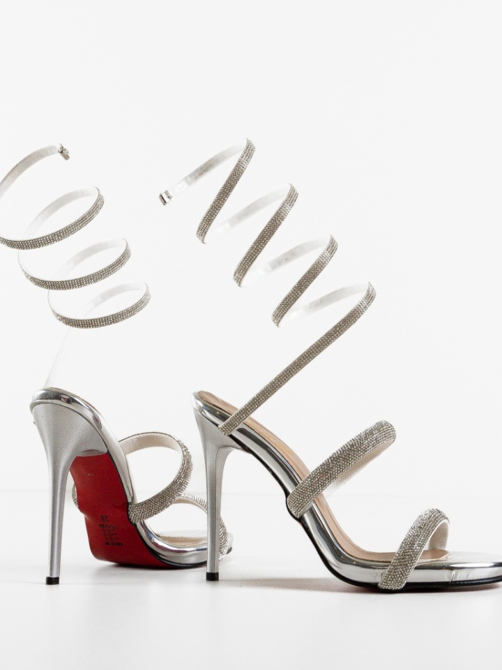 Sandale cu toc Tarkom Albe