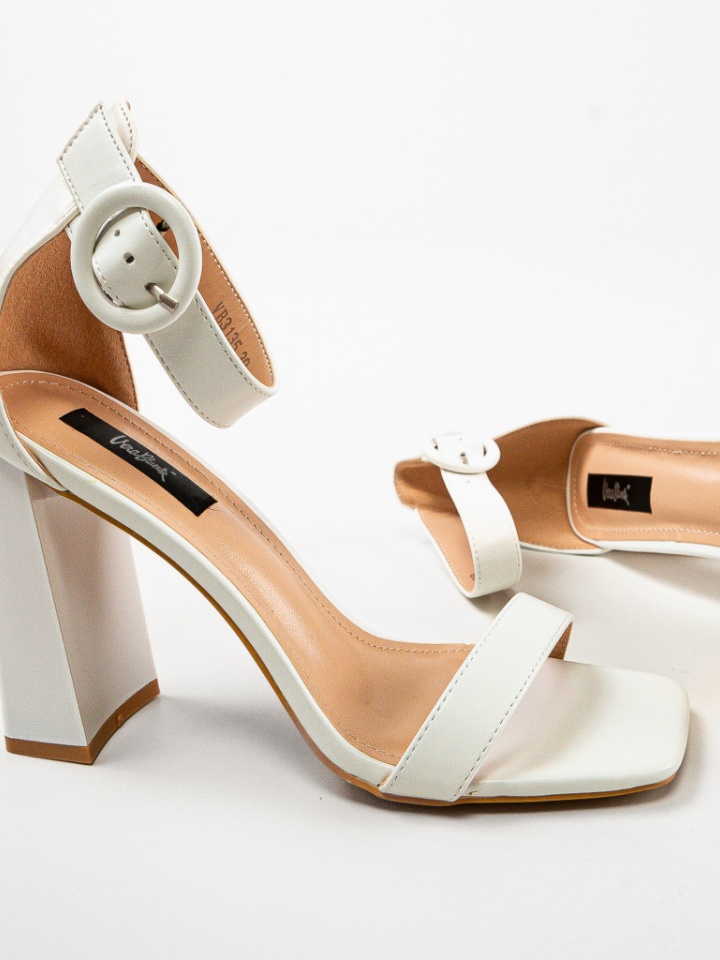 Sandale cu toc Seppho Albe