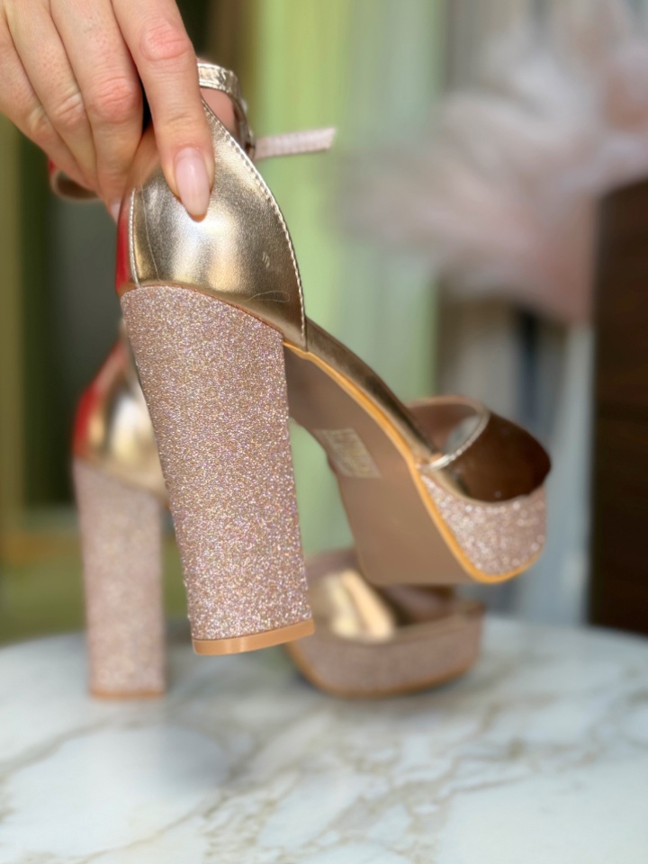 Sandale cu toc Edith Argintii