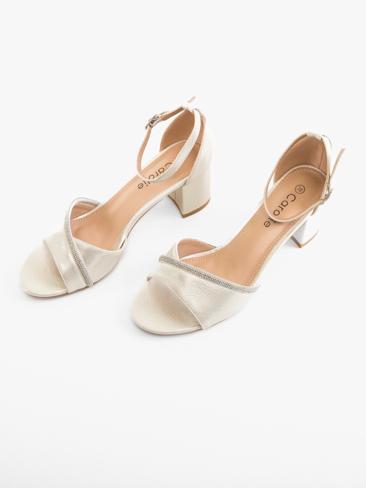 Sandale cu toc Ewan Aurii 2