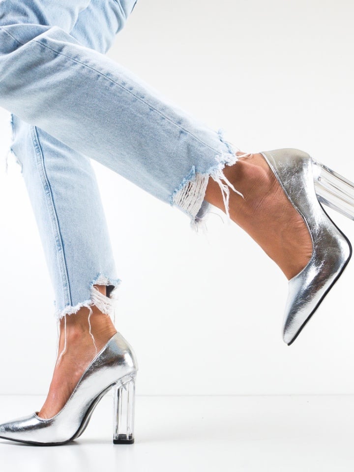 Pantofi Uflet Argintii