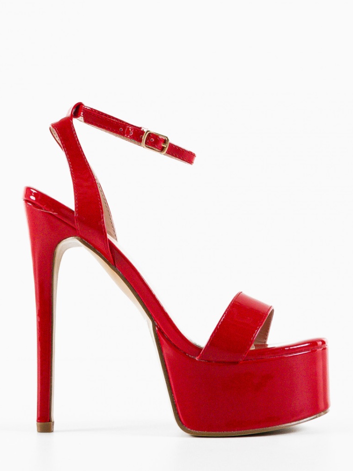 Sandale cu toc Barbys Rosii