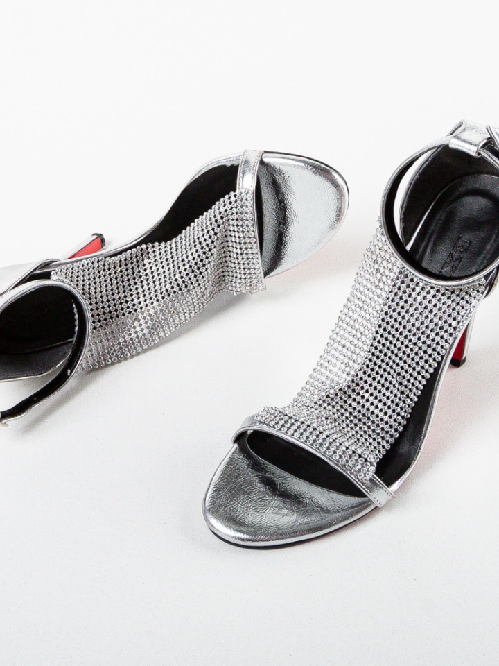 Sandale cu toc Esbar Argintii 2