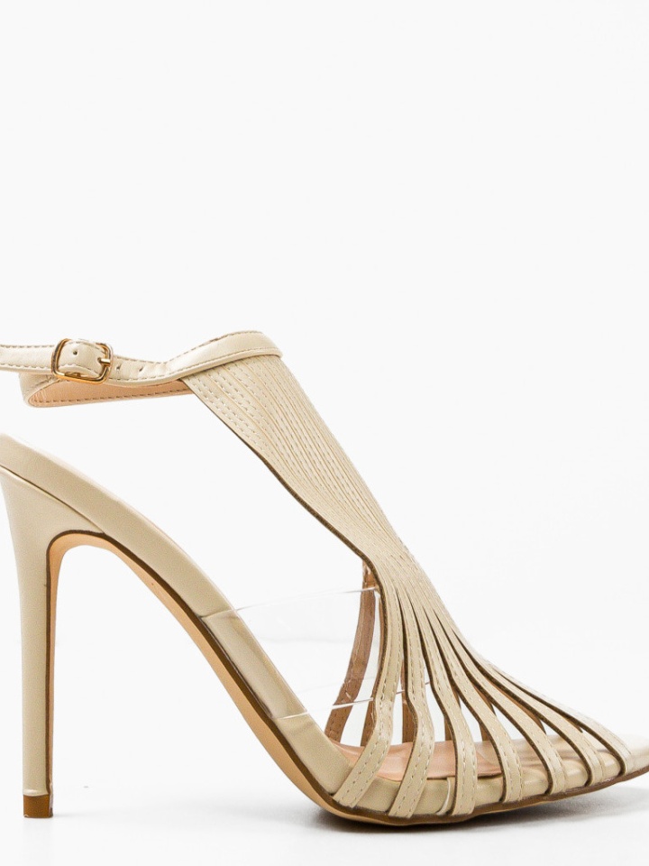 Sandale cu toc Silvia Albe