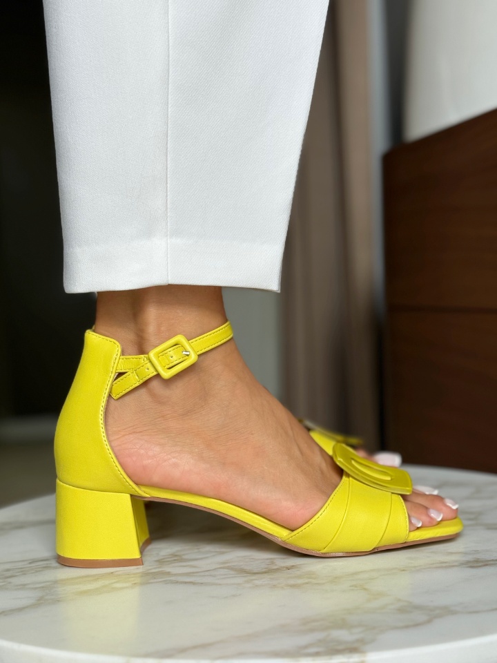 Sandale cu toc Pokazaha Galbene