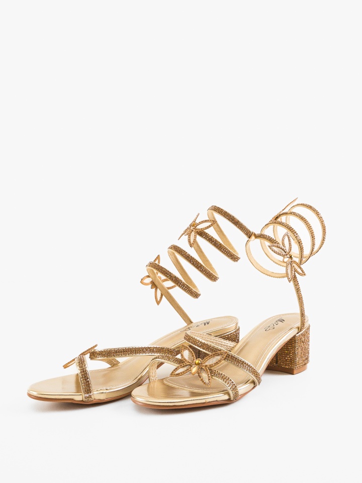 Sandale cu toc Margret Aurii