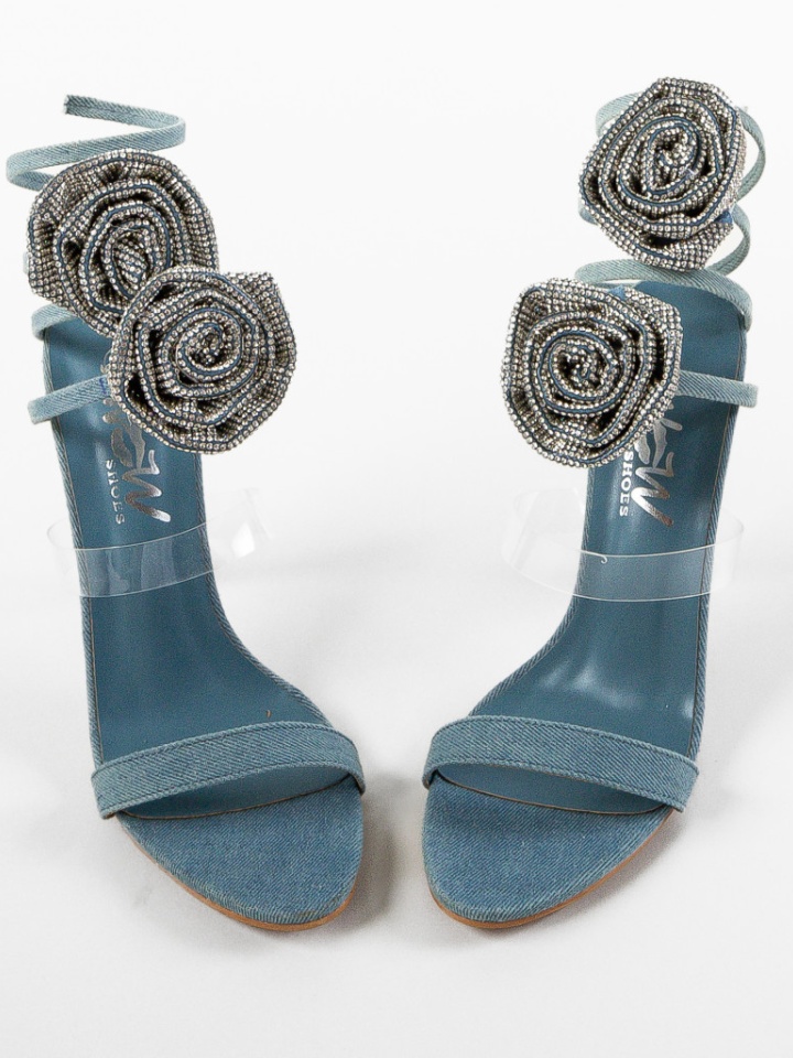 Sandale cu toc Rosese Albastre