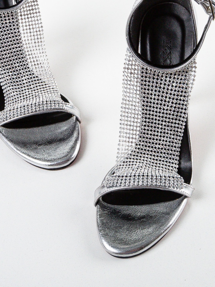 Sandale cu toc Esbar Argintii 2