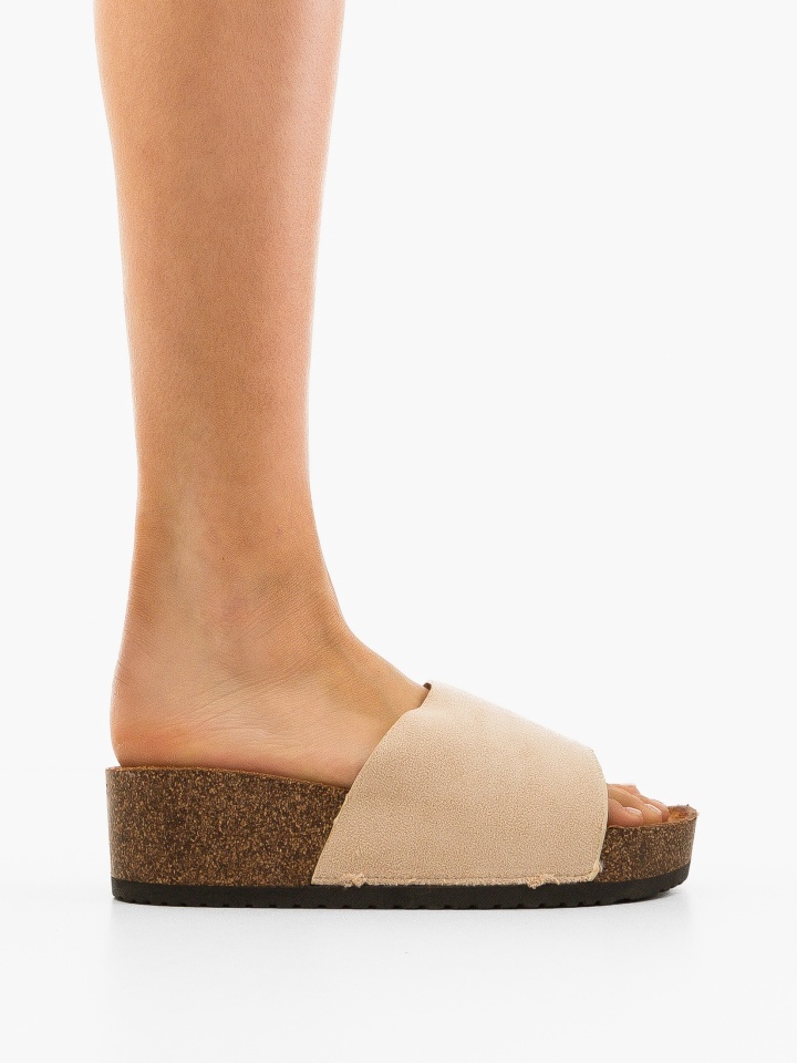 Papuci dama Tapan Bej