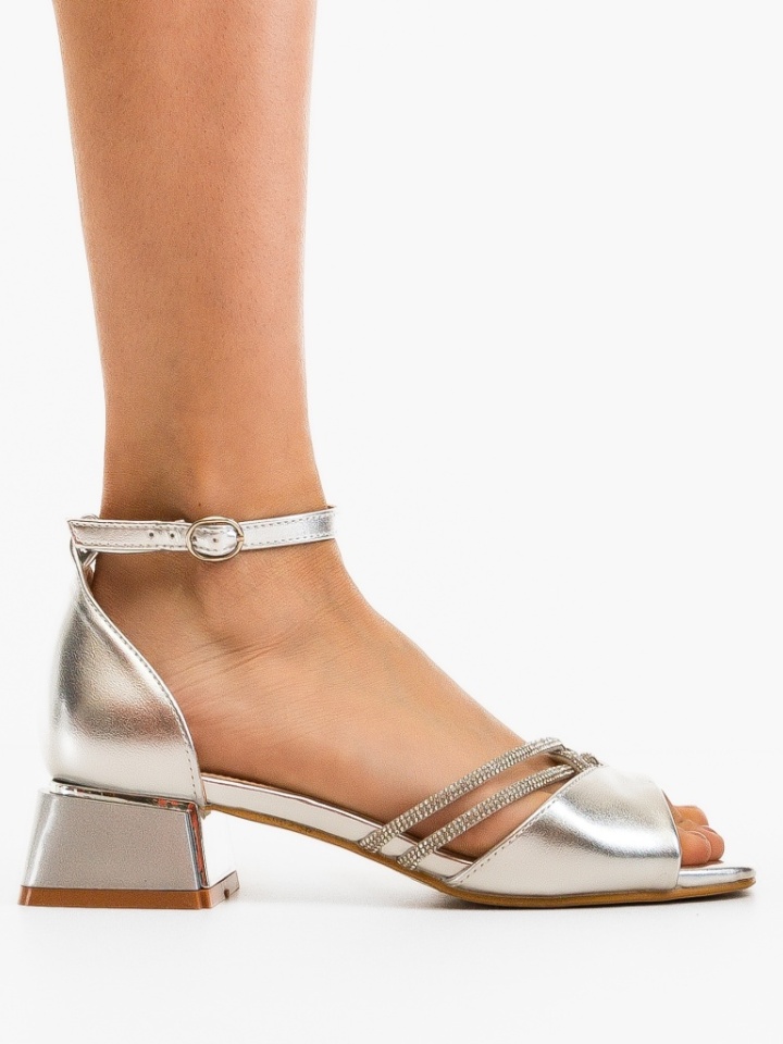 Sandale cu toc Fenrir Argintii