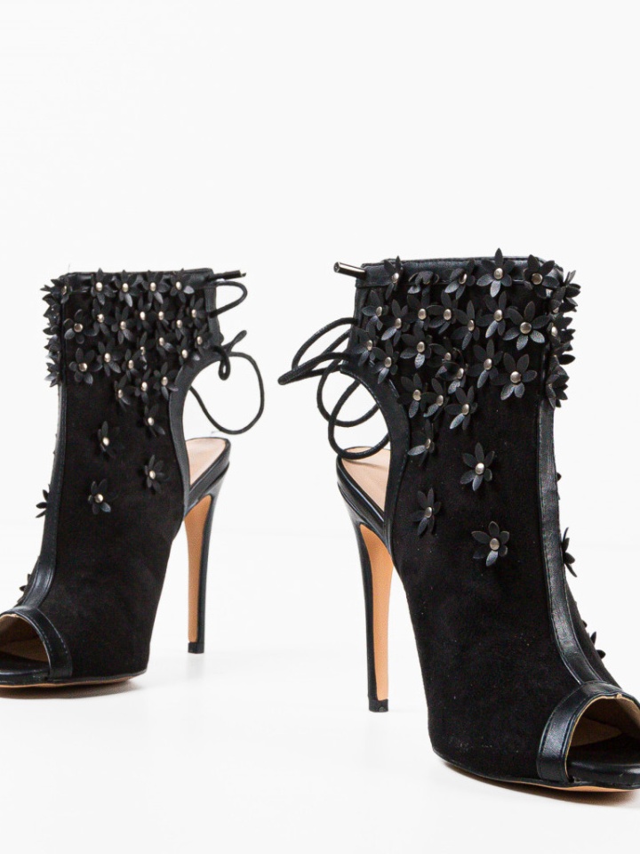 Botine dama Flowera Negre