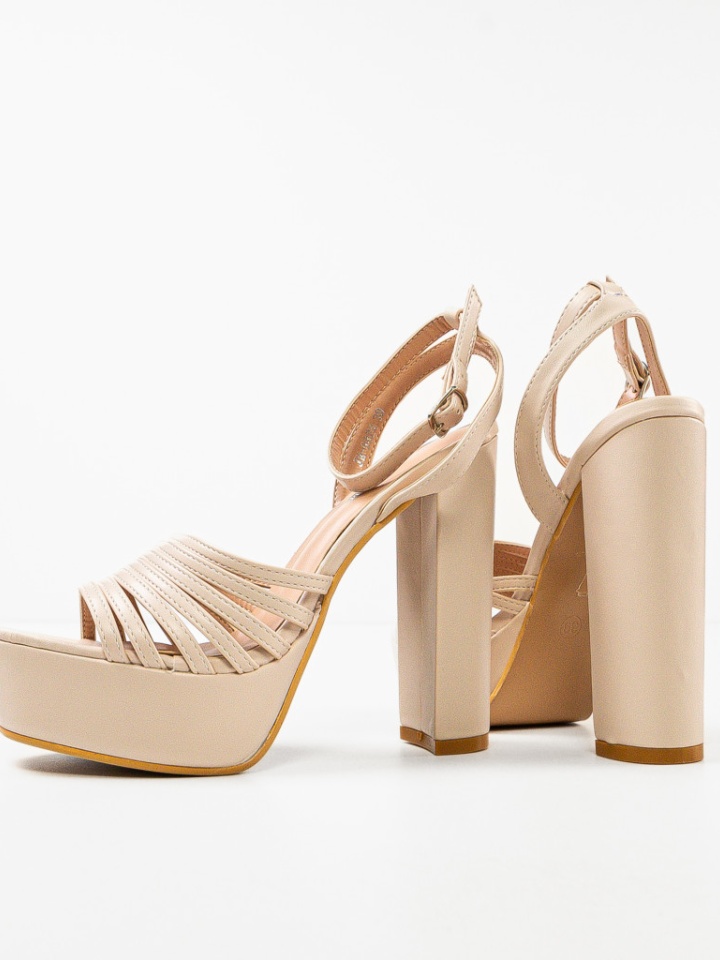 Sandale cu toc Gayatri Bej