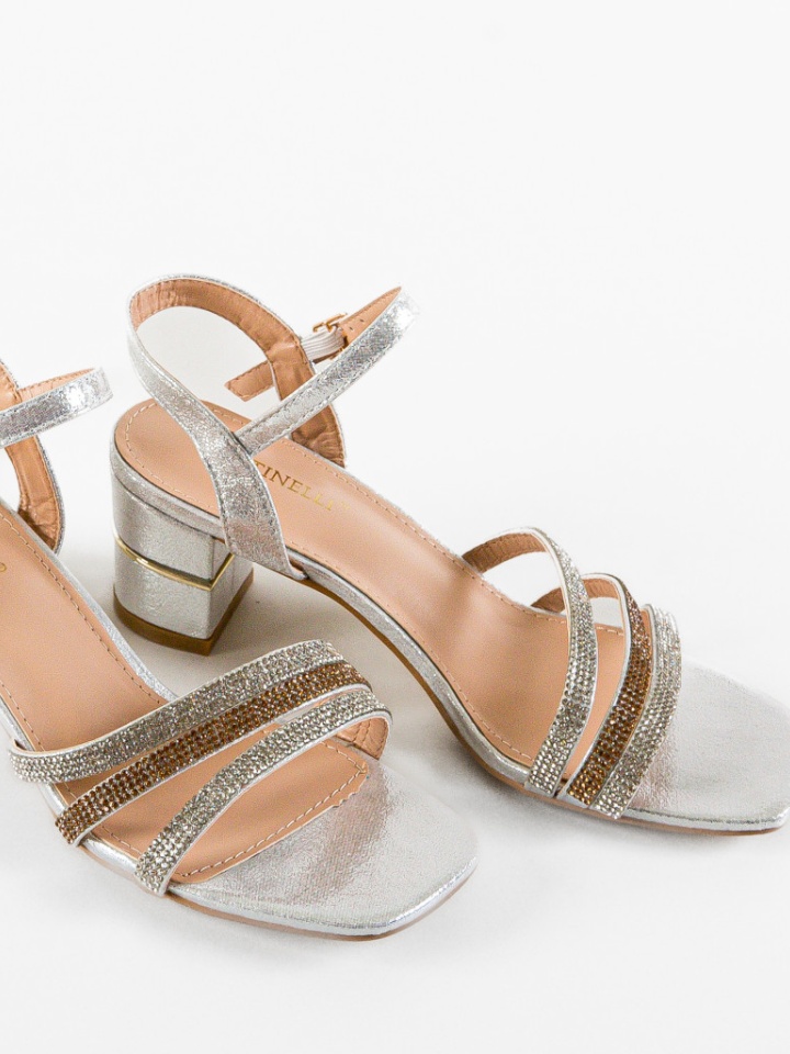 Sandale cu toc Sunbell Argintii