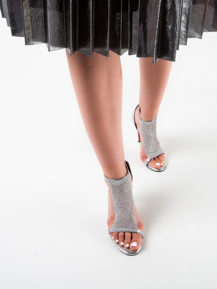 Sandale cu toc Esbar Argintii 2