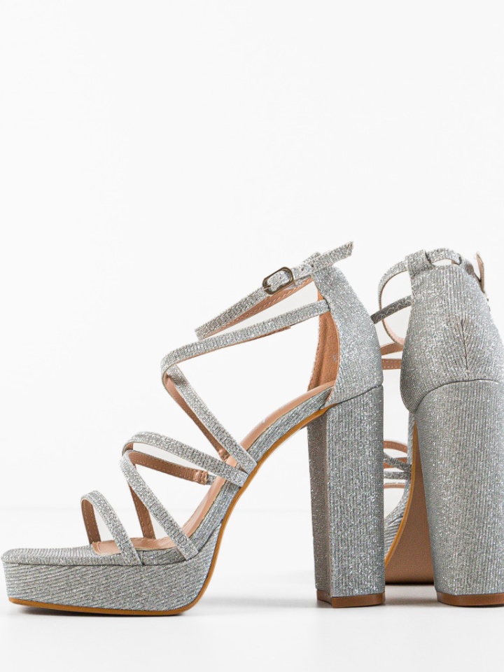 Sandale cu toc Hanson Argintii