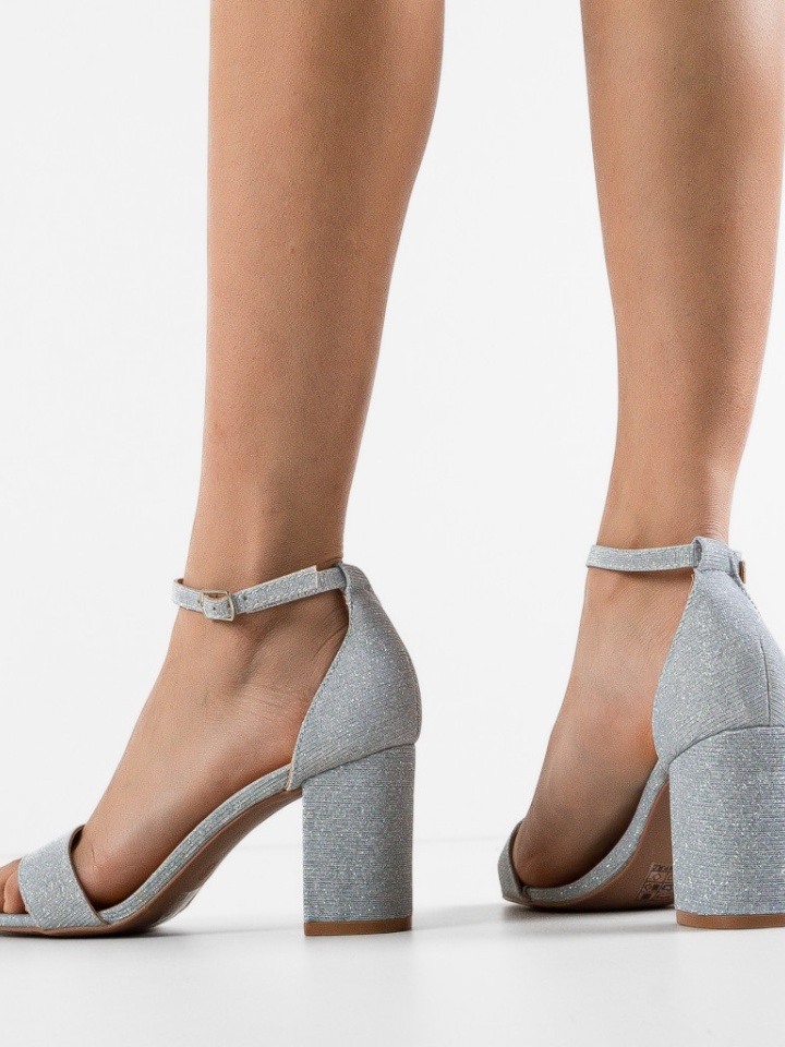 Sandale cu toc Dian Argintii