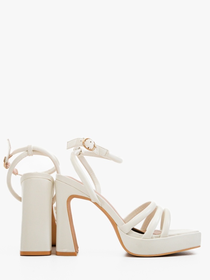 Sandale cu toc Grant Albe