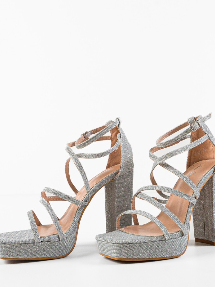 Sandale cu toc Hanson Argintii
