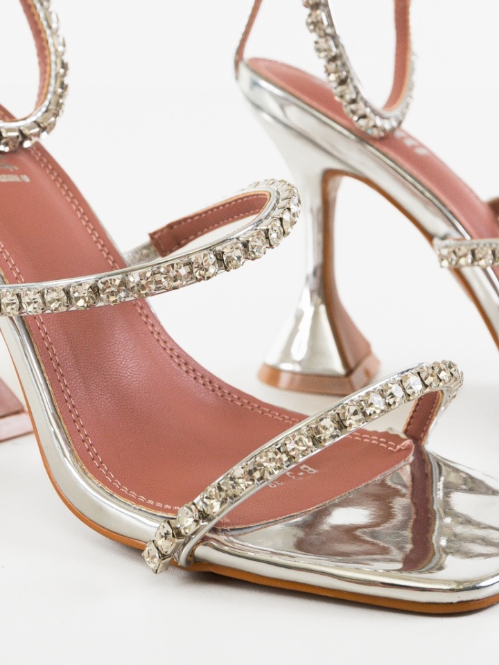 Sandale cu toc Padro Argintii