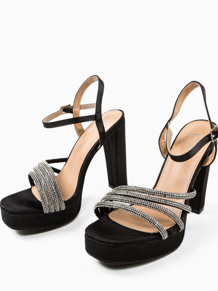 Sandale cu toc Lisbeth Negre