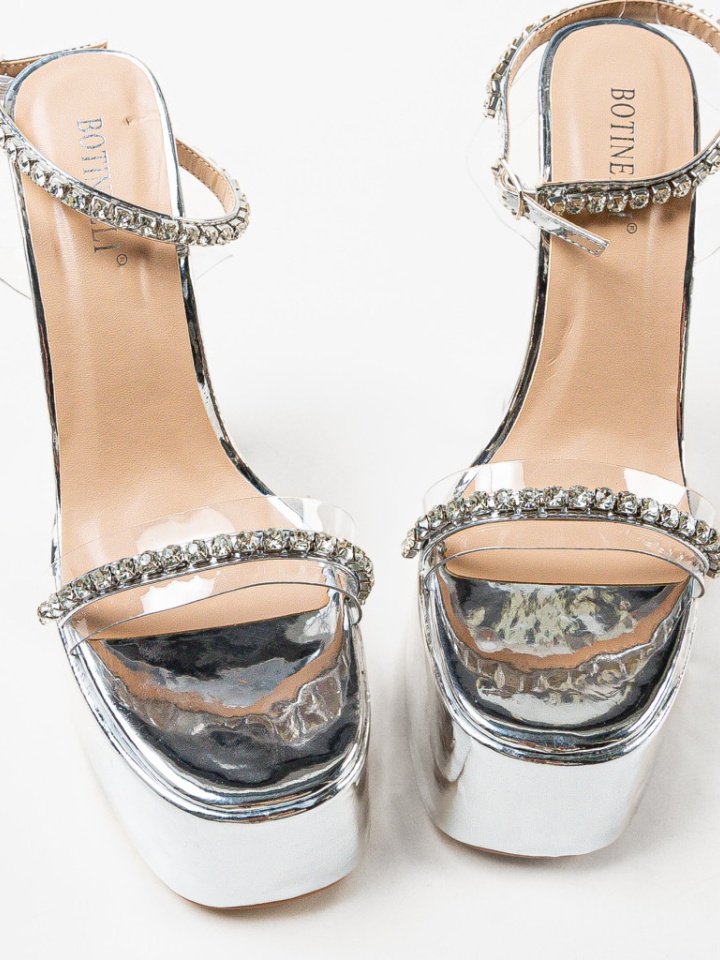 Sandale cu toc Barbara Argintiii