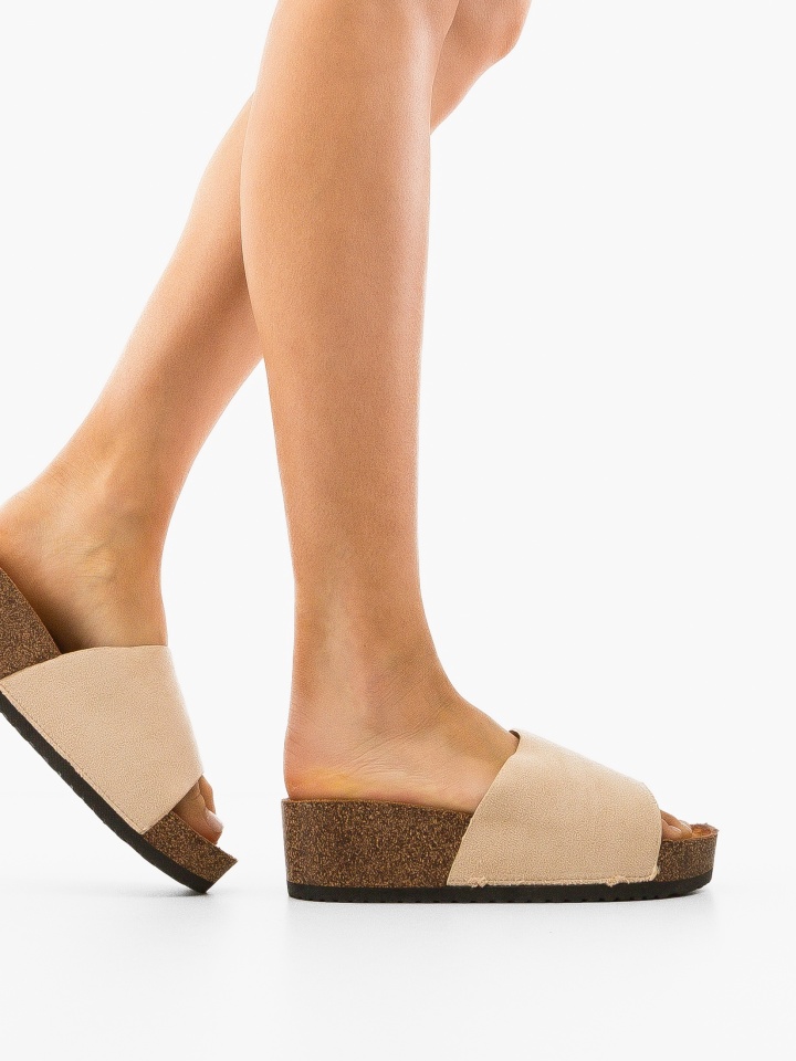 Papuci dama Tapan Bej