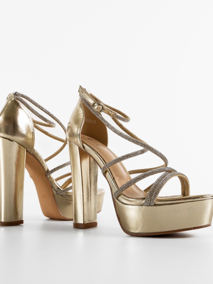 Sandale cu toc Dene Aurii