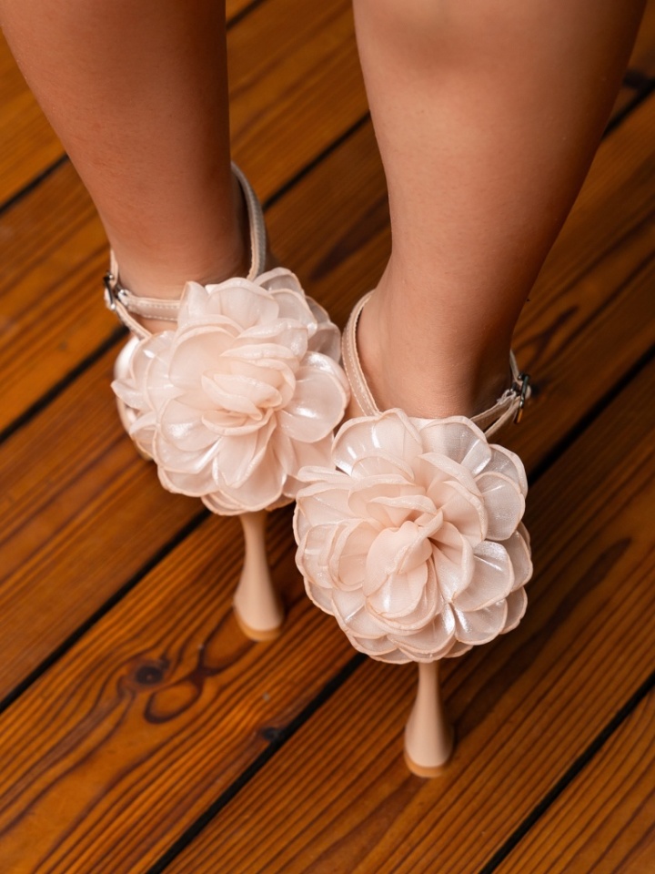 Sandale cu toc Kadit Bej