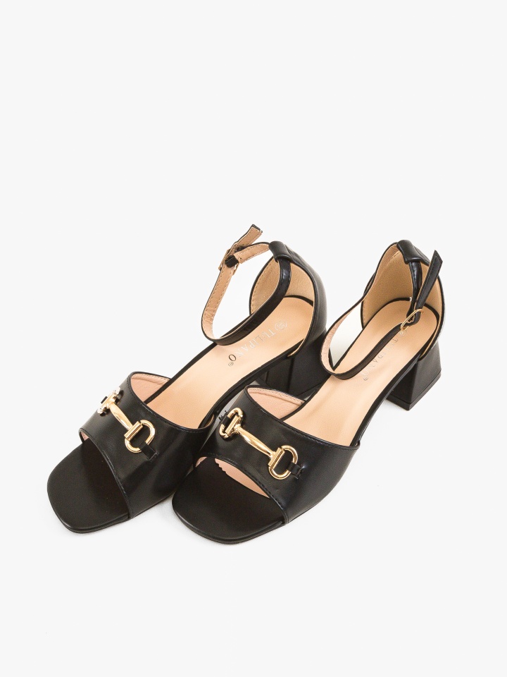 Sandale cu toc Mann Negre