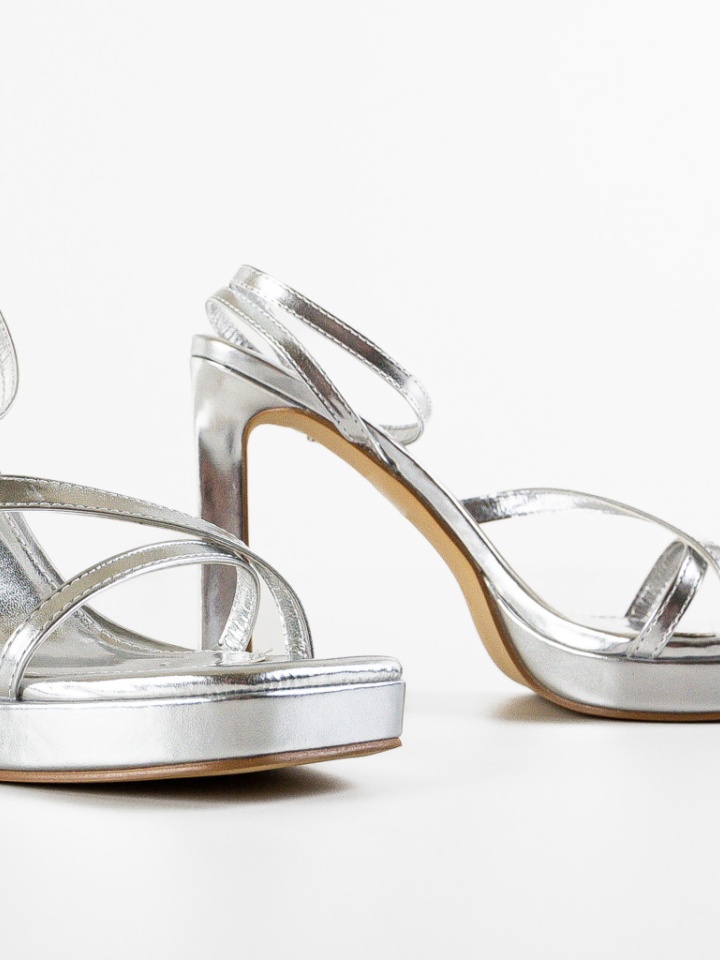 Sandale cu toc Lelesa Argintii