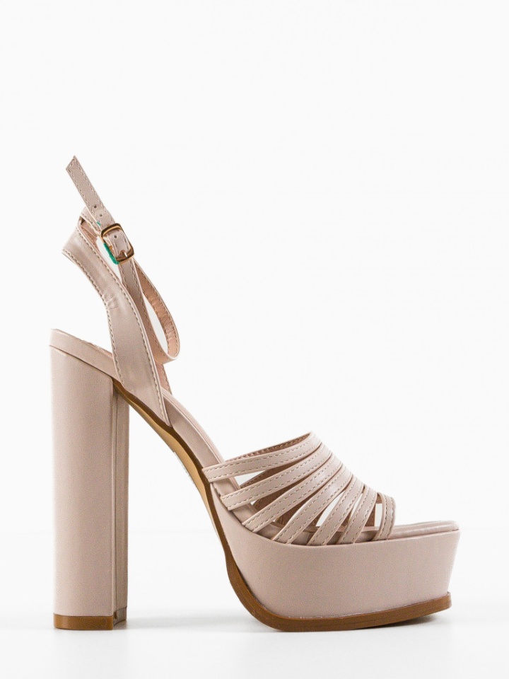 Sandale cu toc Rattey Bej