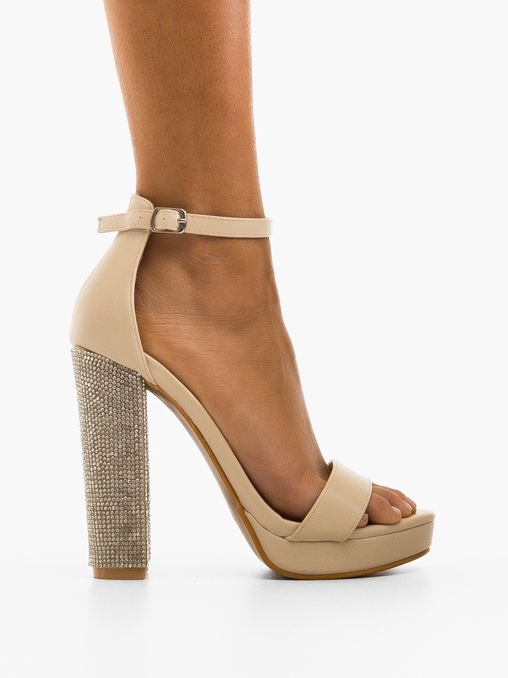 Sandale cu toc Rajan Bej