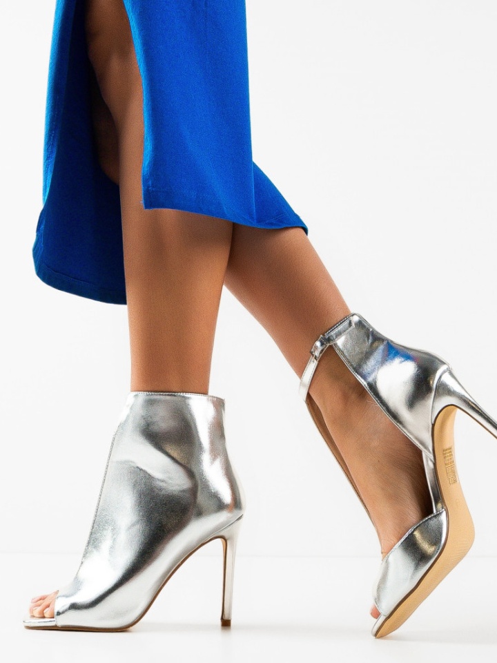 Botine dama Abigail Argintii