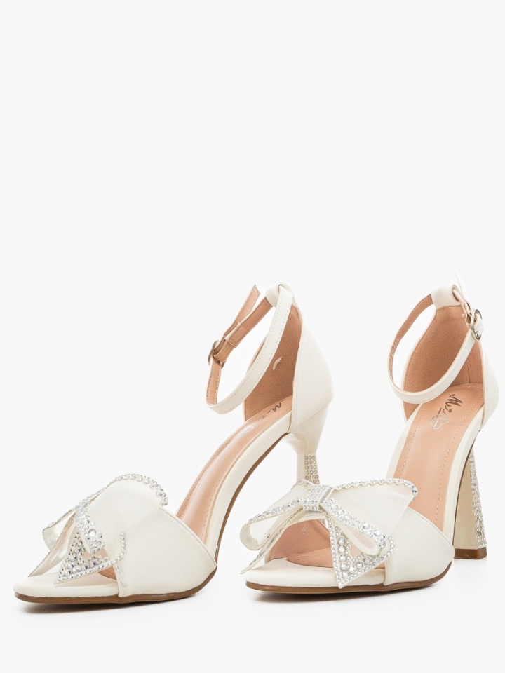 Sandale cu toc Farme Albe