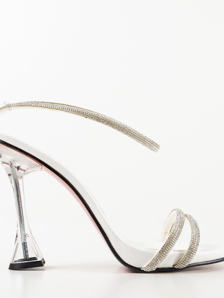 Sandale cu toc Garka Albe