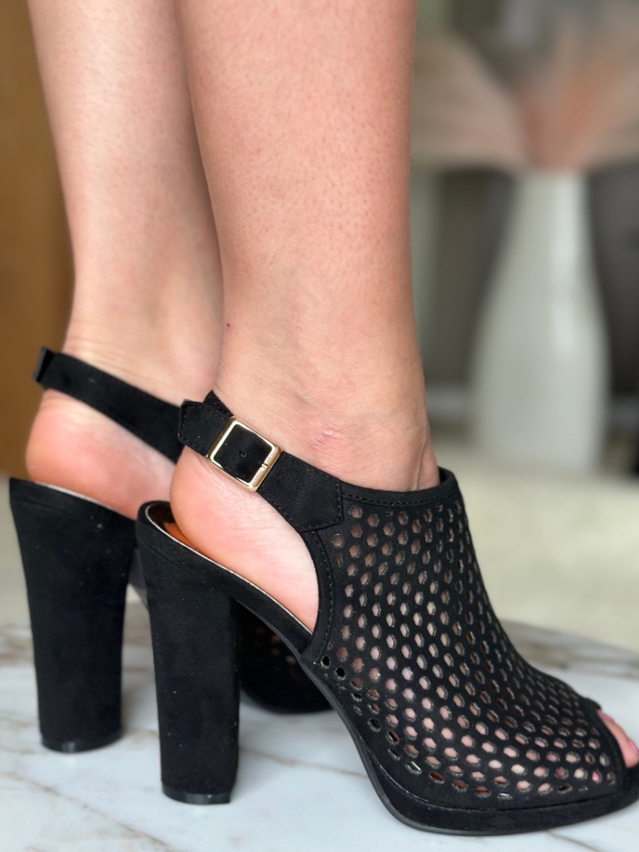 Sandale cu toc Kiran Negre