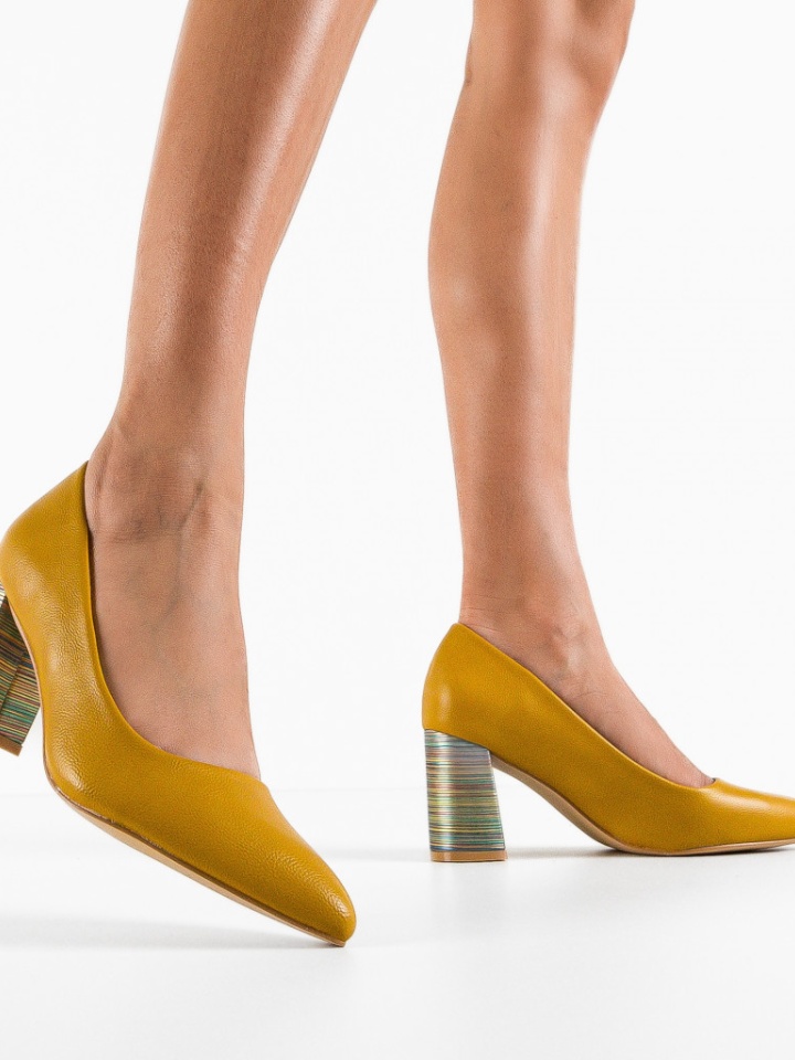 Pantofi cu toc Tuka Galbeni