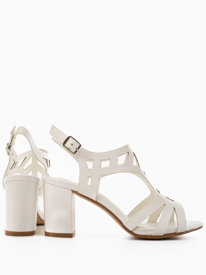 Sandale cu toc Kajje Albe