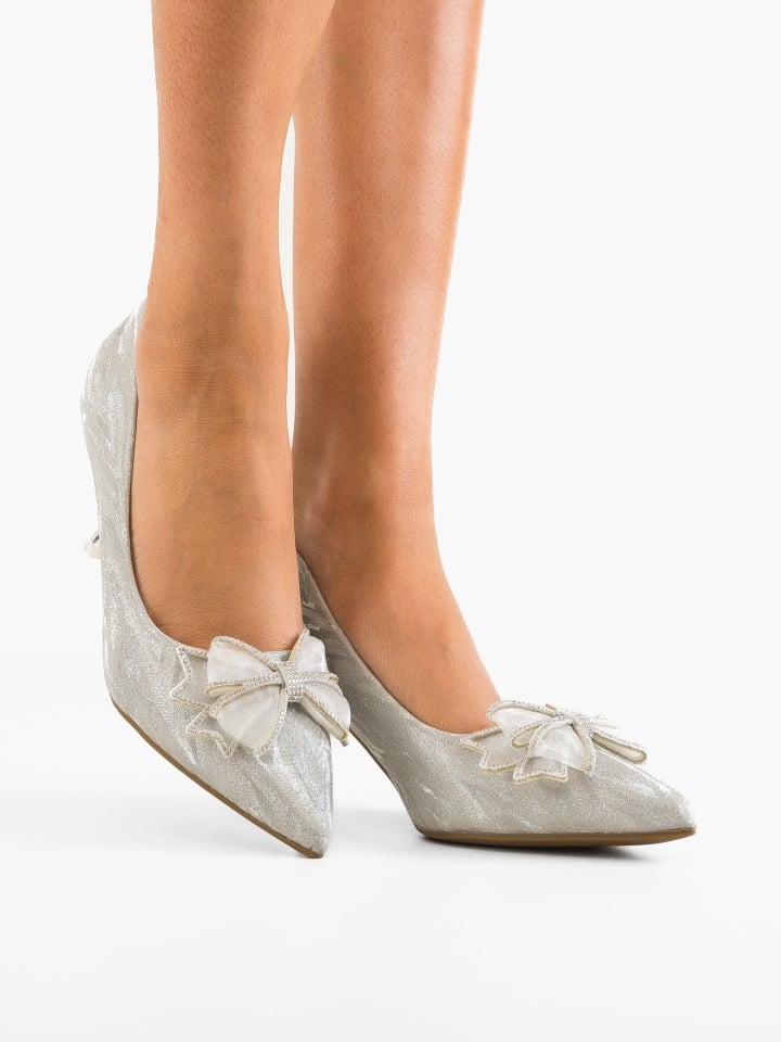 Pantofi stiletto dama Teuni Argintii