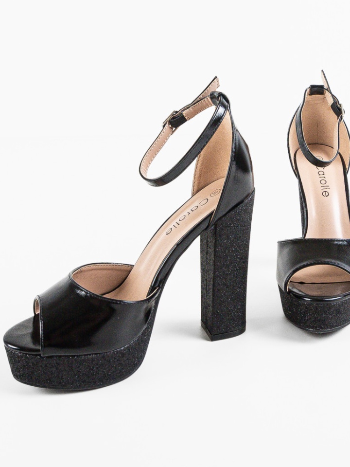 Sandale cu toc Edith Argintii