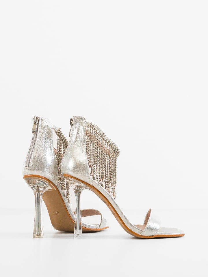 Sandale cu toc Arcana Argintii