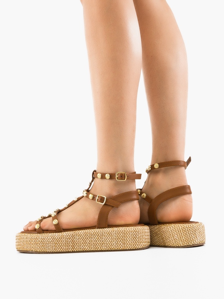 Sandale dama Straw Camel