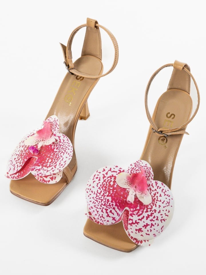 Sandale cu toc Orchidee Negre