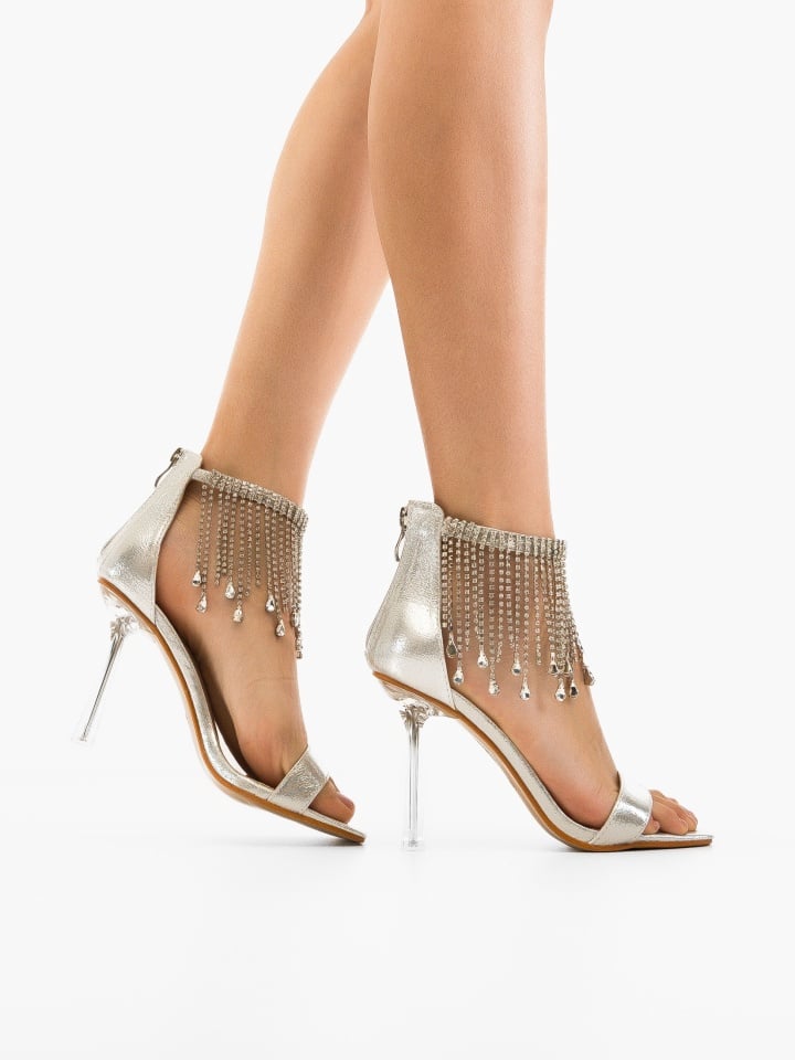 Sandale cu toc Arcana Argintii