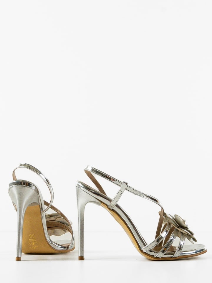 Sandale cu toc Hymko Argintii